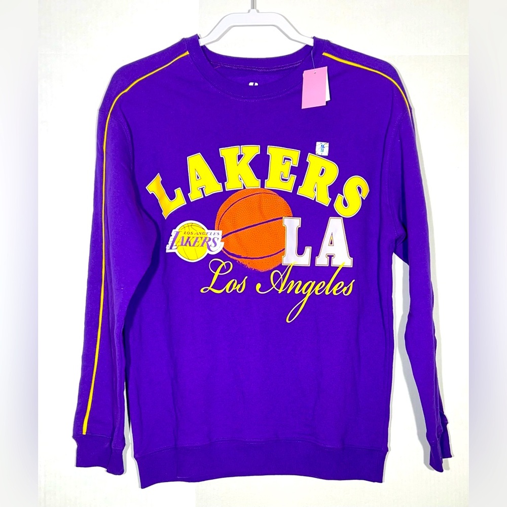 NWT Los Angeles Lakers: Sweatshirt, Size Womens Meduim Color Tillandsia Purple.